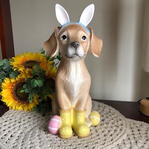 Adorable Tan Golden Retriever Resin Dog Easter Figurine